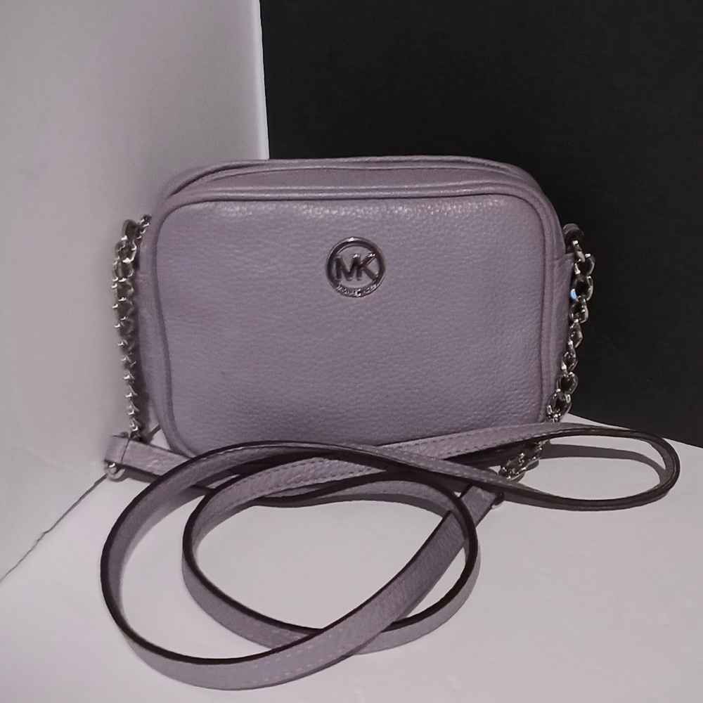 Michael Kors Lilac Pebbled Leather Crossbody with Chain Strap